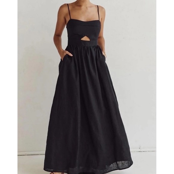 Commense Coastal Cowgirl Black Cotton Midi Sun Dress Cruise Vaca Resort Size XS - Picture 2 of 7